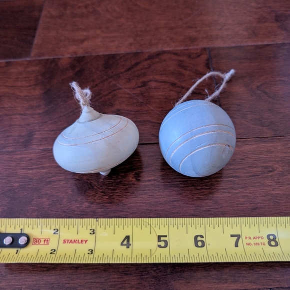 Elegant Blue and Green Wooden Holiday Ornaments - Picture 3 of 6